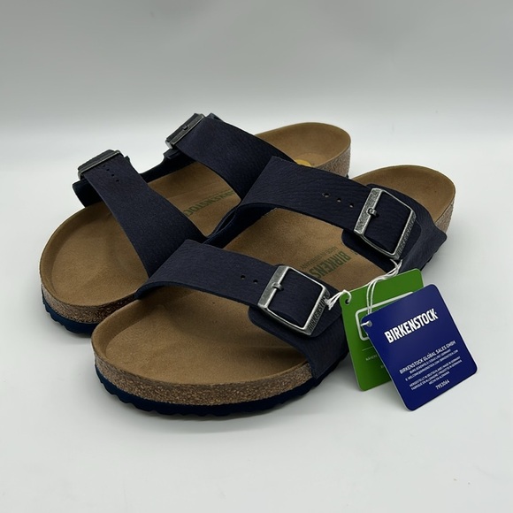 2377- Birkenstock Dark Purple Double Strap Vegan Sandals Men’s Size 12 NWT - Picture 3 of 8